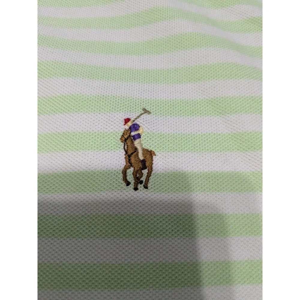Ralph Lauren Knit Oxford Polo Shirt Mens 3XB Big Lime Green White Striped Pony